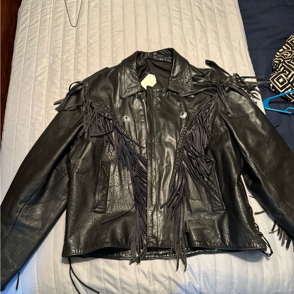 Western Leather jacket Authentic Leather with fringe fits like a xl-2x